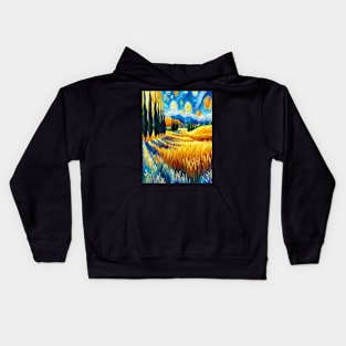 Vincent Van Gogh Inspired Golden Wheat Field Kids Hoodie